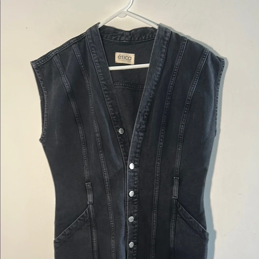 Etica, Woman’s Size Small Black Button-Down Mini Dress - Picture 2 of 6
